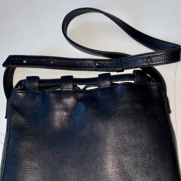 Vintage Paloma Picasso Black Leather Crossbody Drawstring Bucket Bag Italy EUC - Picture 4 of 16